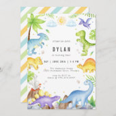 Dinosaur Kids Birthday Party Invitation 招待状 (正面/裏面)