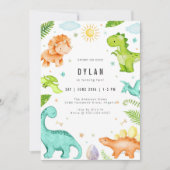 Dinosaur Kids Birthday Party Invitation 招待状 (正面)
