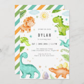 Dinosaur Kids Birthday Party Invitation 招待状 (正面/裏面)