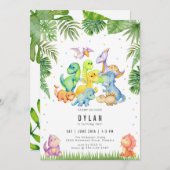 Dinosaur Kids Birthday Party Invitation 招待状 (正面/裏面)