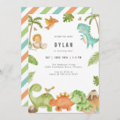 Dinosaur Kids Birthday Party Invitation 招待状 (正面/裏面)