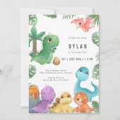 Dinosaur Kids Birthday Party Invitation 招待状 (正面)