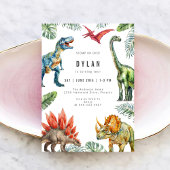 Dinosaur Kids Birthday Party Invitation 招待状