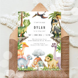 Dinosaur Kids Birthday Party Invitation 招待状
