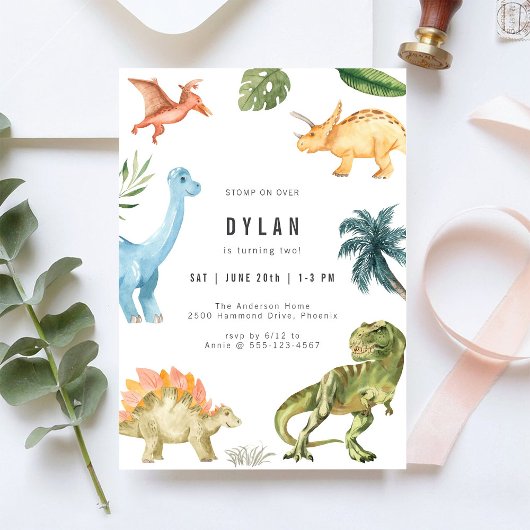Dinosaur Kids Birthday Party Invitation 招待状