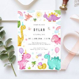 Dinosaur Kids Birthday Party Invitation 招待状