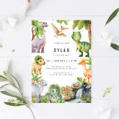 Dinosaur Kids Birthday Party Invitation 招待状