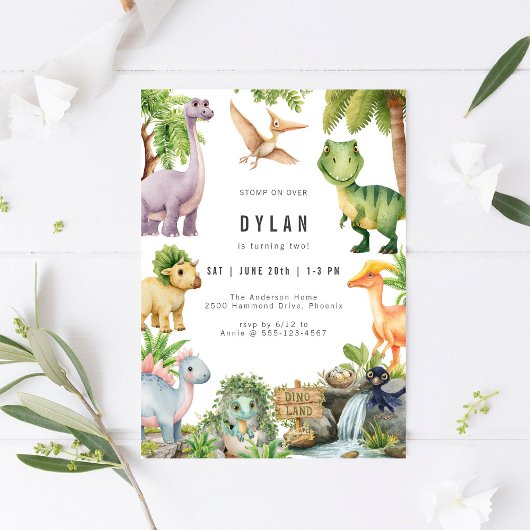 Dinosaur Kids Birthday Party Invitation 招待状