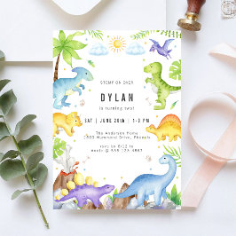 Dinosaur Kids Birthday Party Invitation 招待状