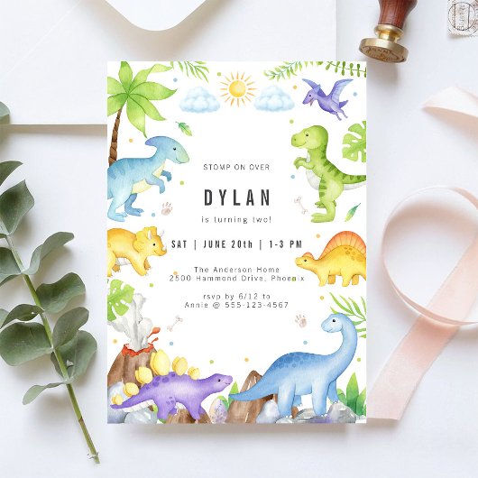 Dinosaur Kids Birthday Party Invitation 招待状