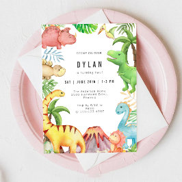 Dinosaur Kids Birthday Party Invitation 招待状