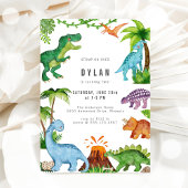 Dinosaur Kids Birthday Party Invitation 招待状