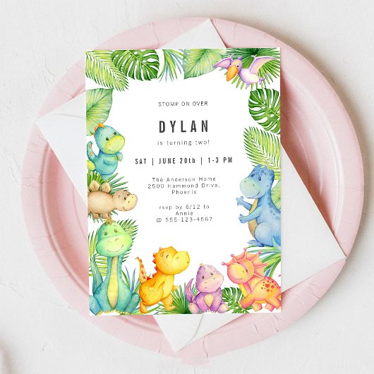 Dinosaur Kids Birthday Party Invitation 招待状