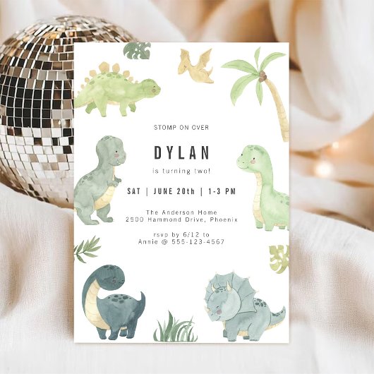Dinosaur Kids Birthday Party Invitation 招待状