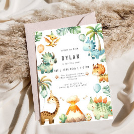 Dinosaur Kids Birthday Party Invitation 招待状