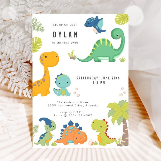 Dinosaur Kids Birthday Party Invitation 招待状