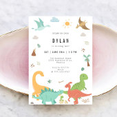 Dinosaur Kids Birthday Party Invitation 招待状
