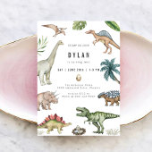 Dinosaur Kids Birthday Party Invitation 招待状