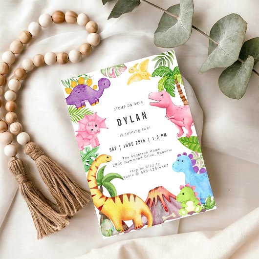 Dinosaur Kids Birthday Party Invitation 招待状