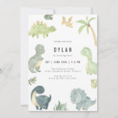 Dinosaur Kids Birthday Party Invitation 招待状 (正面)