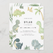 Dinosaur Kids Birthday Party Invitation 招待状 (正面/裏面)