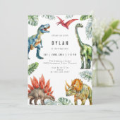 Dinosaur Kids Birthday Party Invitation 招待状 (スタンド正面)