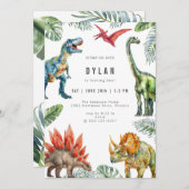 Dinosaur Kids Birthday Party Invitation 招待状 (正面/裏面)