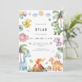 Dinosaur Kids Birthday Party Invitation 招待状 (スタンド正面)