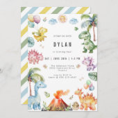 Dinosaur Kids Birthday Party Invitation 招待状 (正面/裏面)