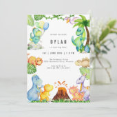 Dinosaur Kids Birthday Party Invitation 招待状 (スタンド正面)