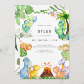 Dinosaur Kids Birthday Party Invitation 招待状 (正面/裏面)