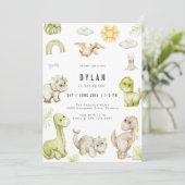 Dinosaur Kids Birthday Party Invitation 招待状 (スタンド正面)