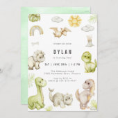 Dinosaur Kids Birthday Party Invitation 招待状 (正面/裏面)