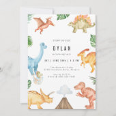 Dinosaur Kids Birthday Party Invitation 招待状 (正面)