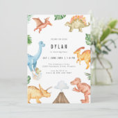 Dinosaur Kids Birthday Party Invitation 招待状 (スタンド正面)