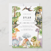 Dinosaur Kids Birthday Party Invitation 招待状 (正面)