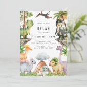Dinosaur Kids Birthday Party Invitation 招待状 (スタンド正面)
