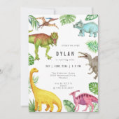 Dinosaur Kids Birthday Party Invitation 招待状 (正面)