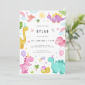 Dinosaur Kids Birthday Party Invitation 招待状 (スタンド正面)