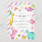 Dinosaur Kids Birthday Party Invitation 招待状 (正面/裏面)