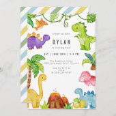 Dinosaur Kids Birthday Party Invitation 招待状 (正面/裏面)