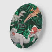Dinosaur Kids Dino Jurassic Trex Boy Bedroom ラージ壁時計 (傾斜)
