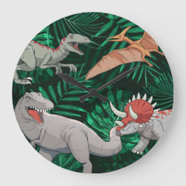 Dinosaur Kids Dino Jurassic Trex Boy Bedroom ラージ壁時計