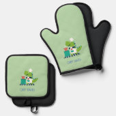 Dinosaur Kids Oven Mitt and Pot Holder Set 鍋つかみ&鍋敷きセット (正面/裏面)