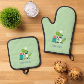 Dinosaur Kids Oven Mitt and Pot Holder Set 鍋つかみ&鍋敷きセット (トップダウン)