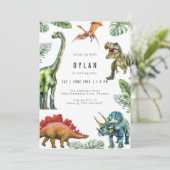 Dinosaur Kids Watercolor Birthday Invitation 招待状 (スタンド正面)