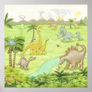 Dinosaur landscape ポスター
