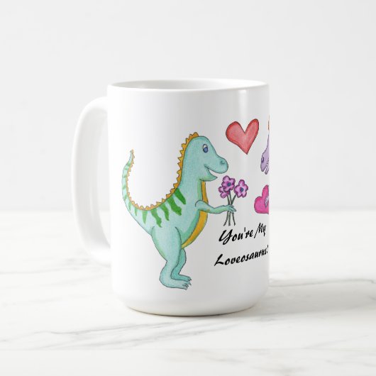 Dinosaur Love コーヒーマグカップ (正面左)