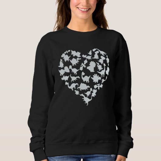 Dinosaur Love Heart Rex Cute Valentines Day Boys T スウェットシャツ (正面)