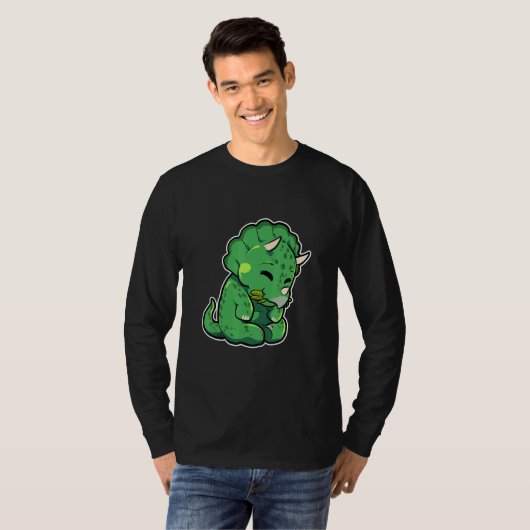 Dinosaur Lover Cute Triceratops Tシャツ (正面フル)